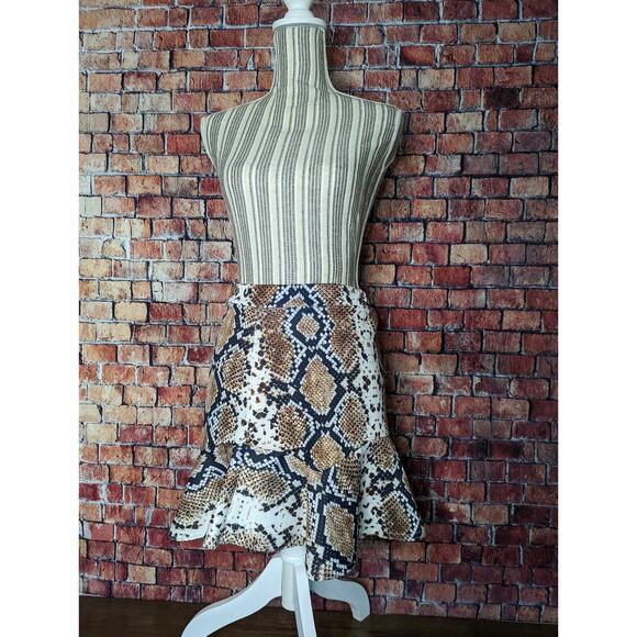 Nasty Gal Snake Print Ruffle Mini Skirt Size M - Picture 3 of 7